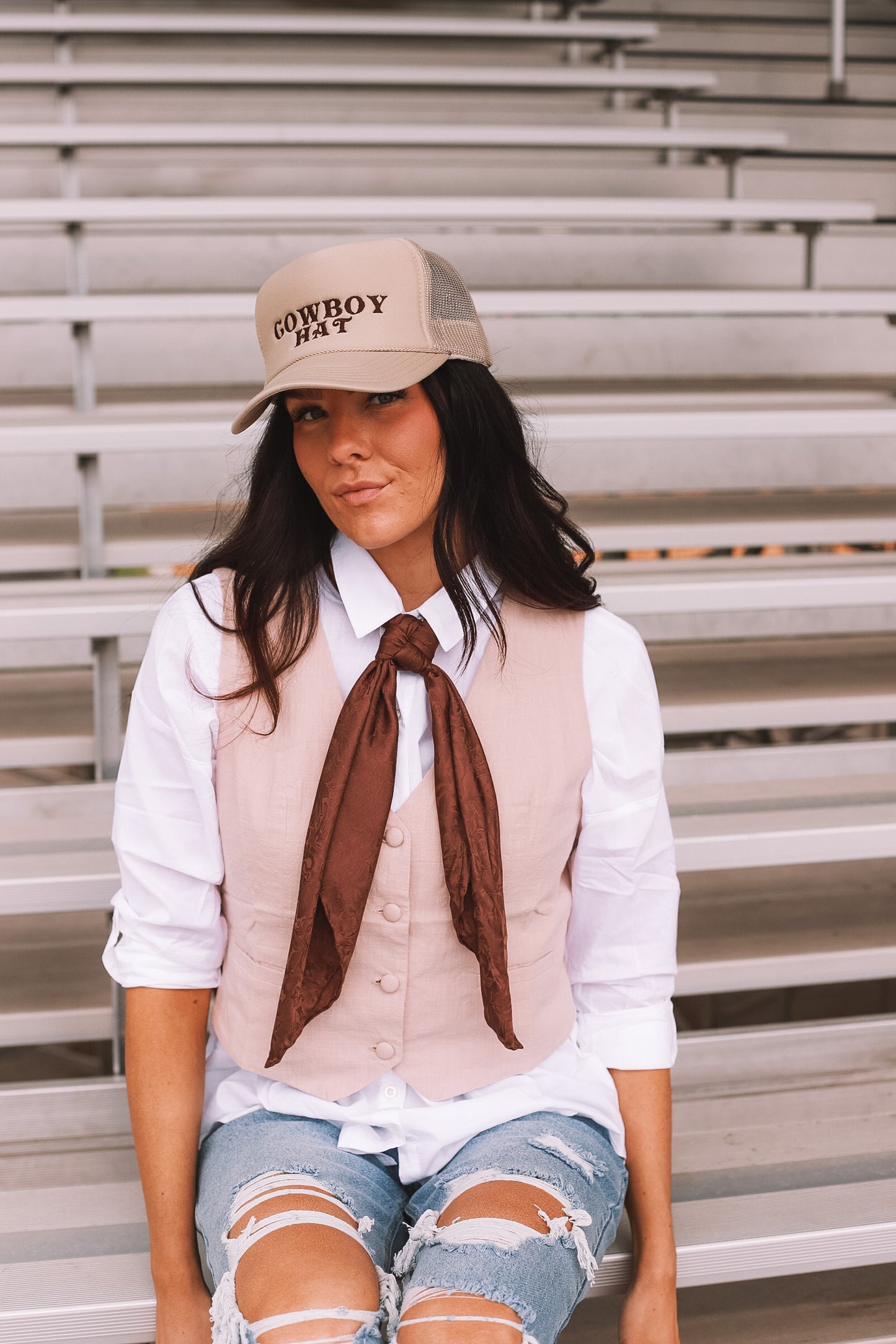 Beige Linen Button Vest