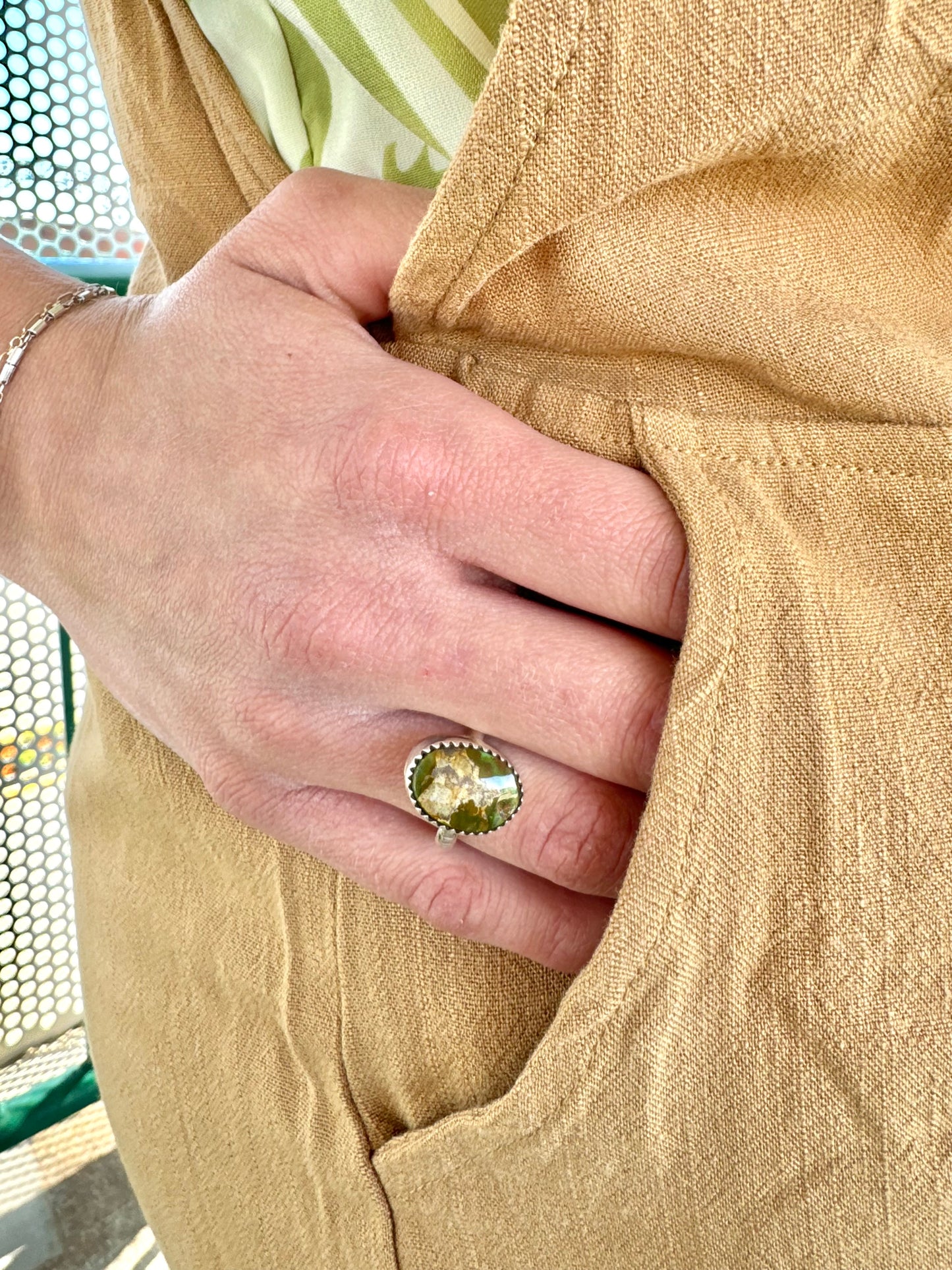 Green Turquoise Oval Ring