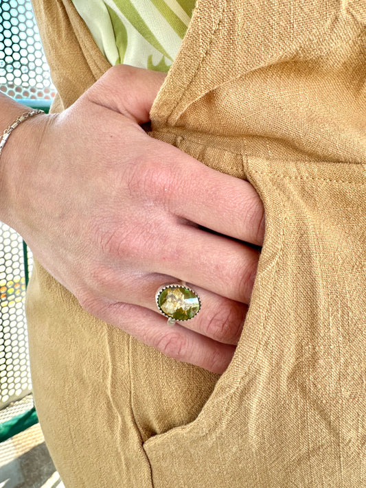 Green Turquoise Oval Ring