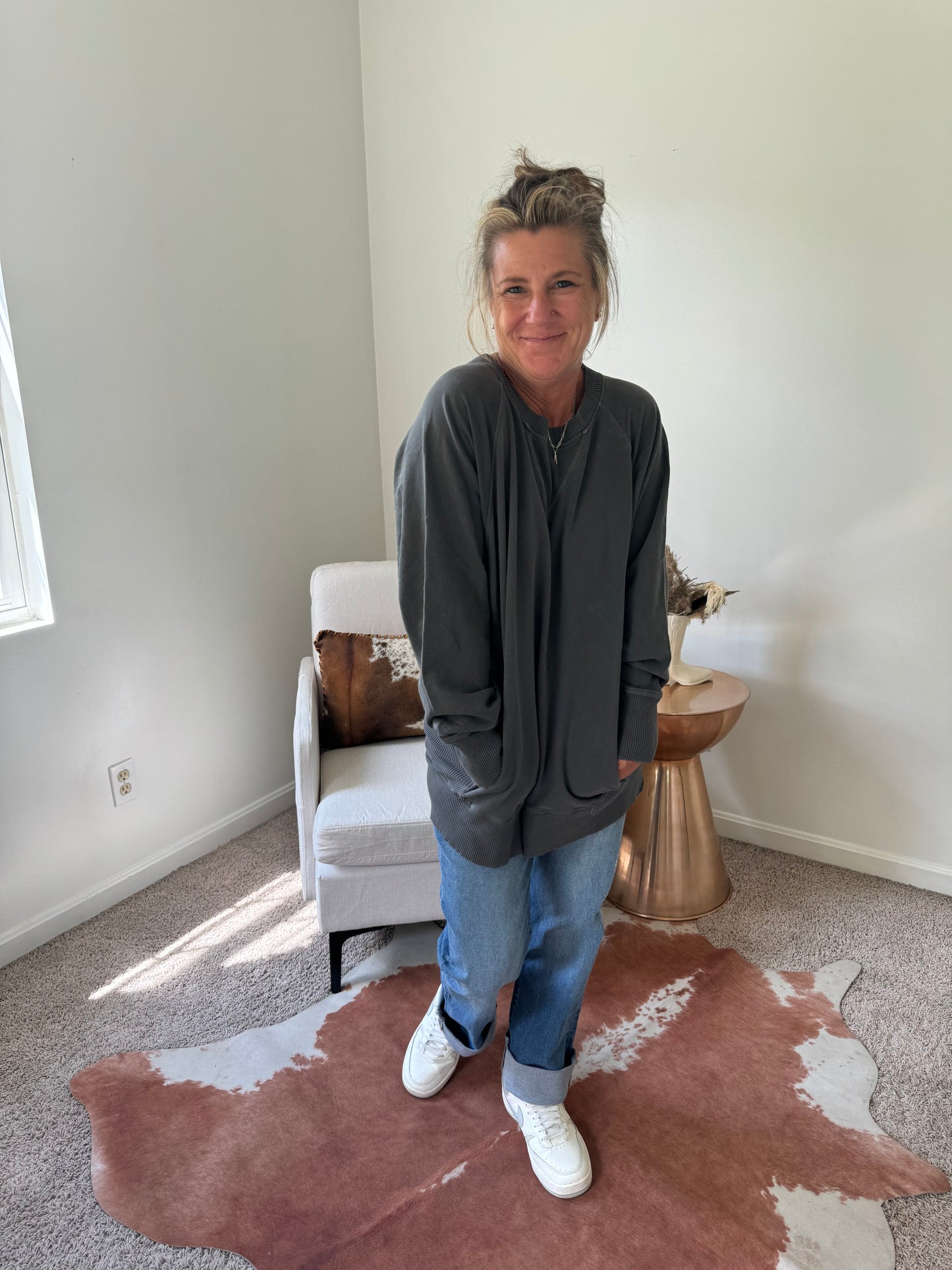 Stone Wash Pocketed Pullover
