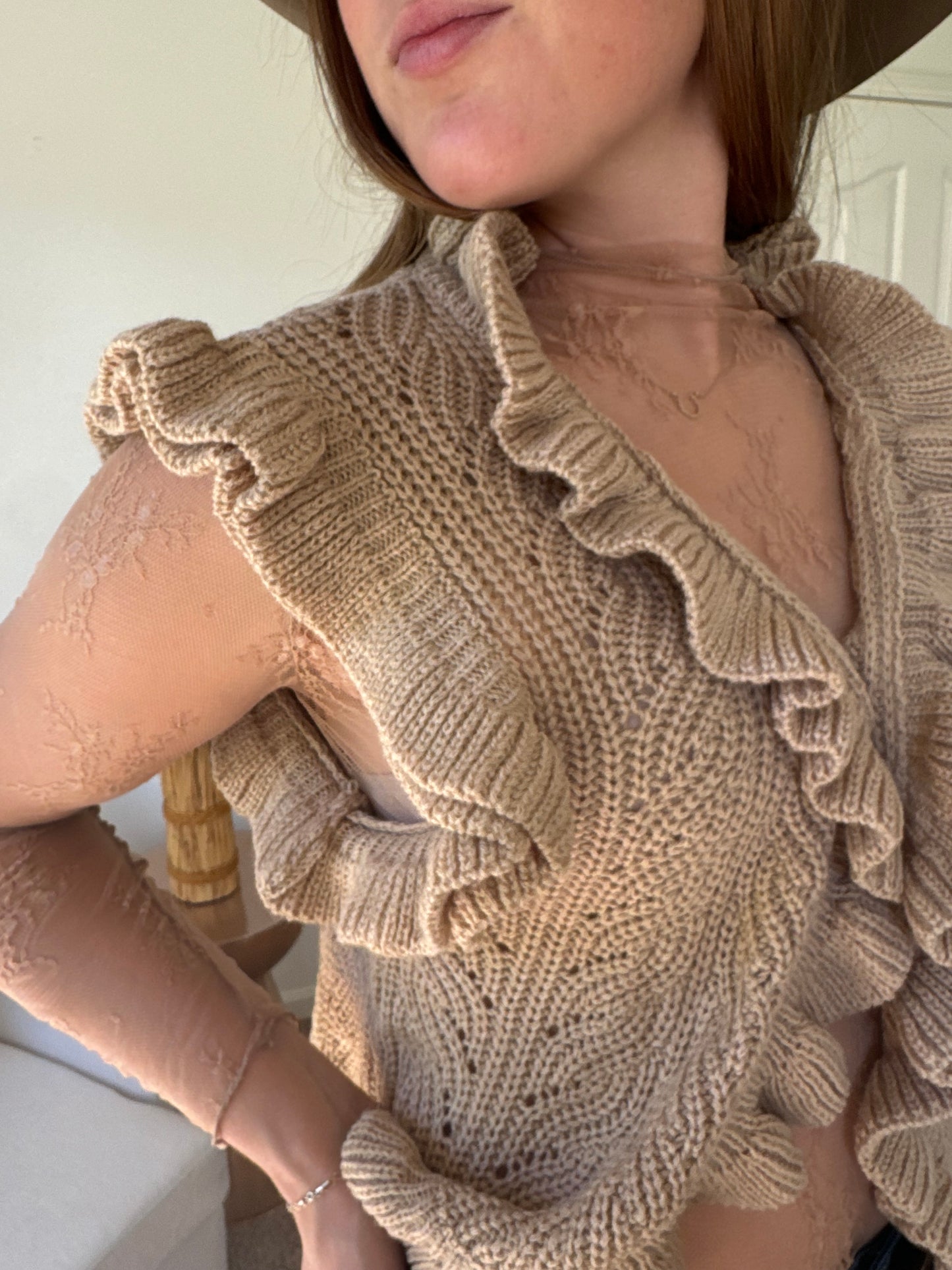 Coffee Lace Mesh Shirt