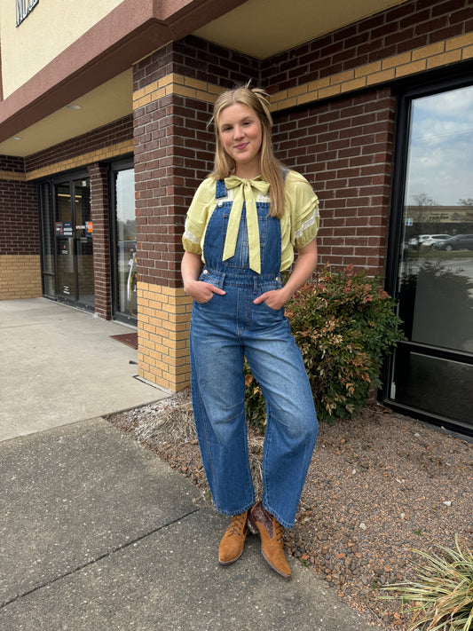 Denim Barrel Overalls