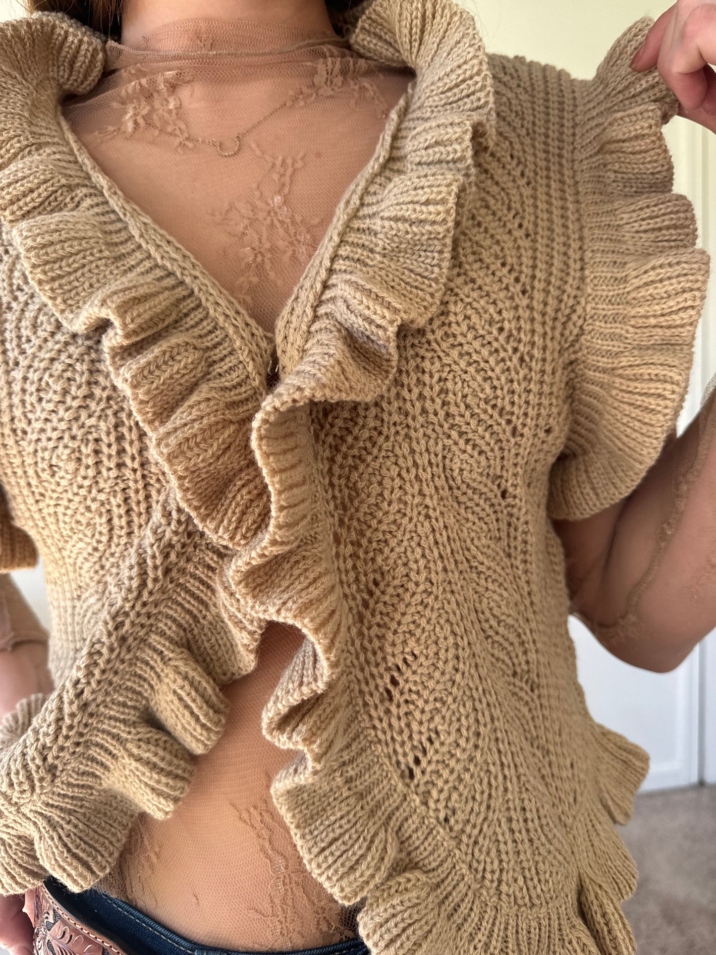 Coffee Lace Mesh Shirt