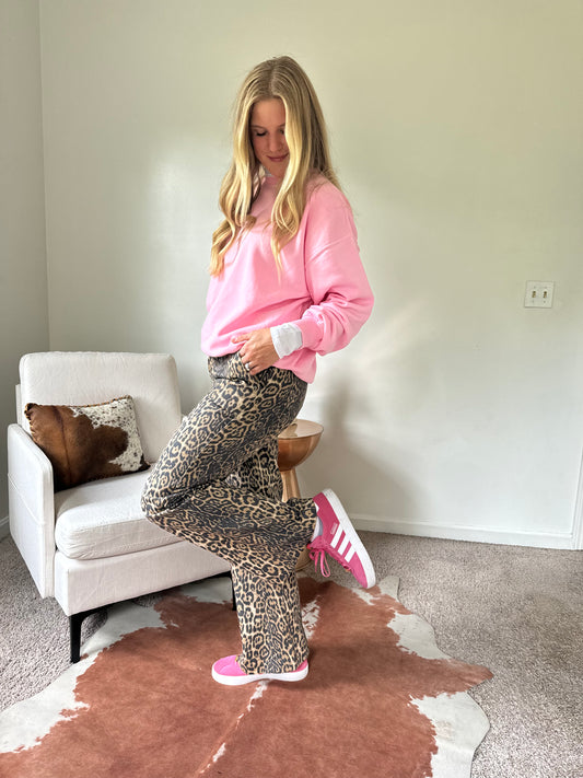 Leopard Denim Jeans