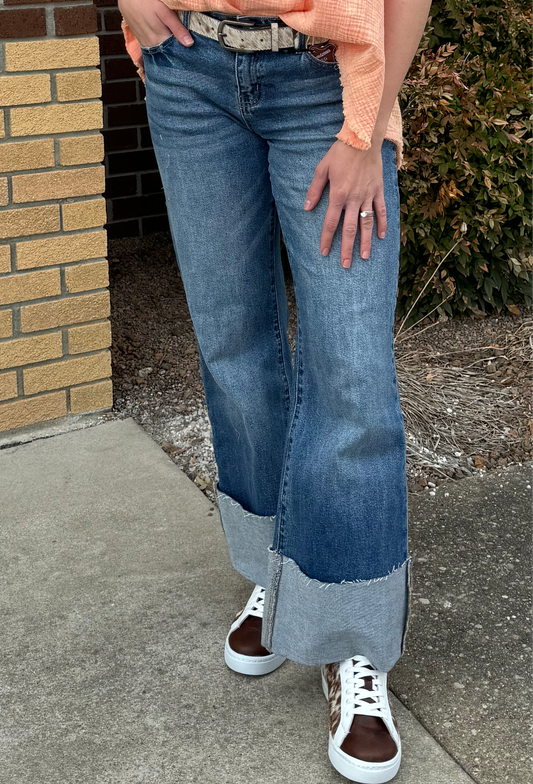 KanCan Flare Cuffed Jeans