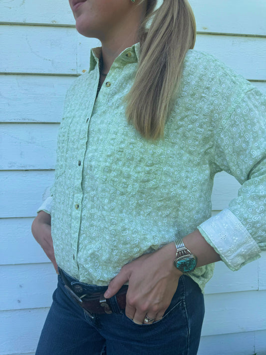 Sage Paisley Button Up