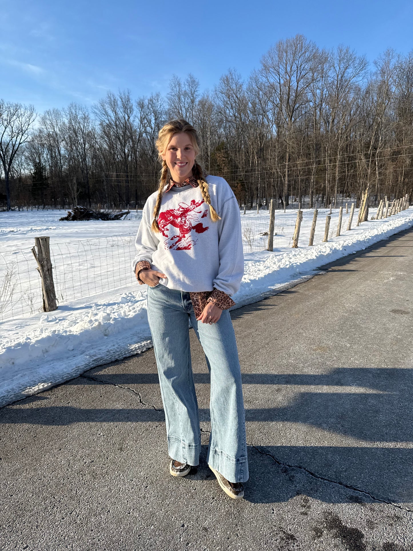 Red Bronc Crew Sweatshirt