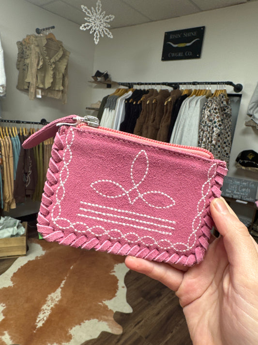 Pink Stitch Coin Pouch