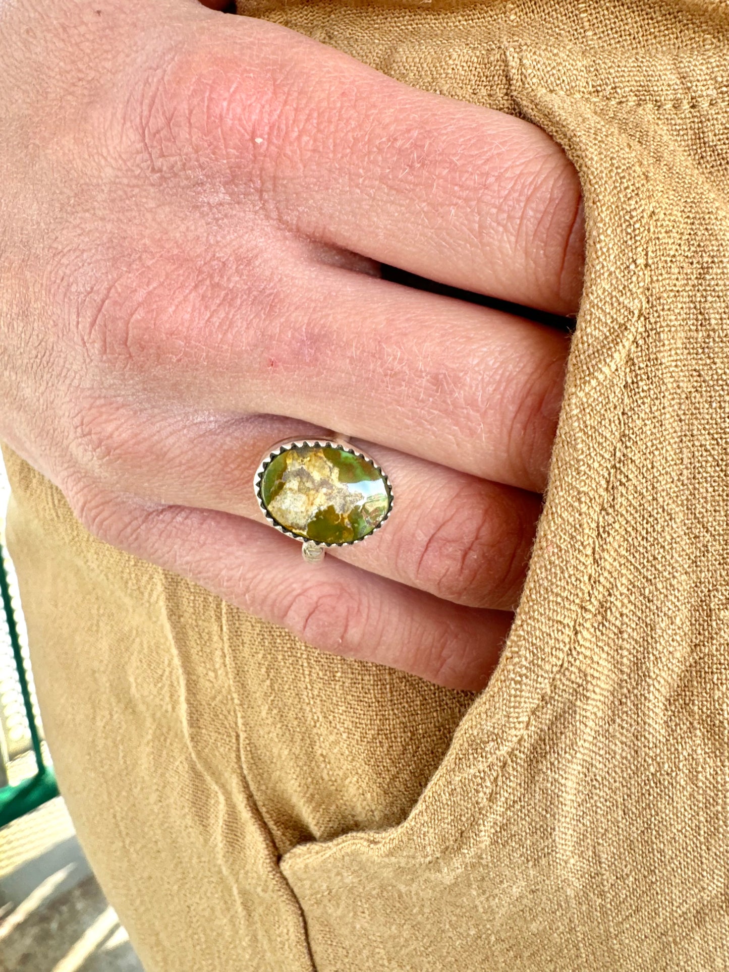 Green Turquoise Oval Ring