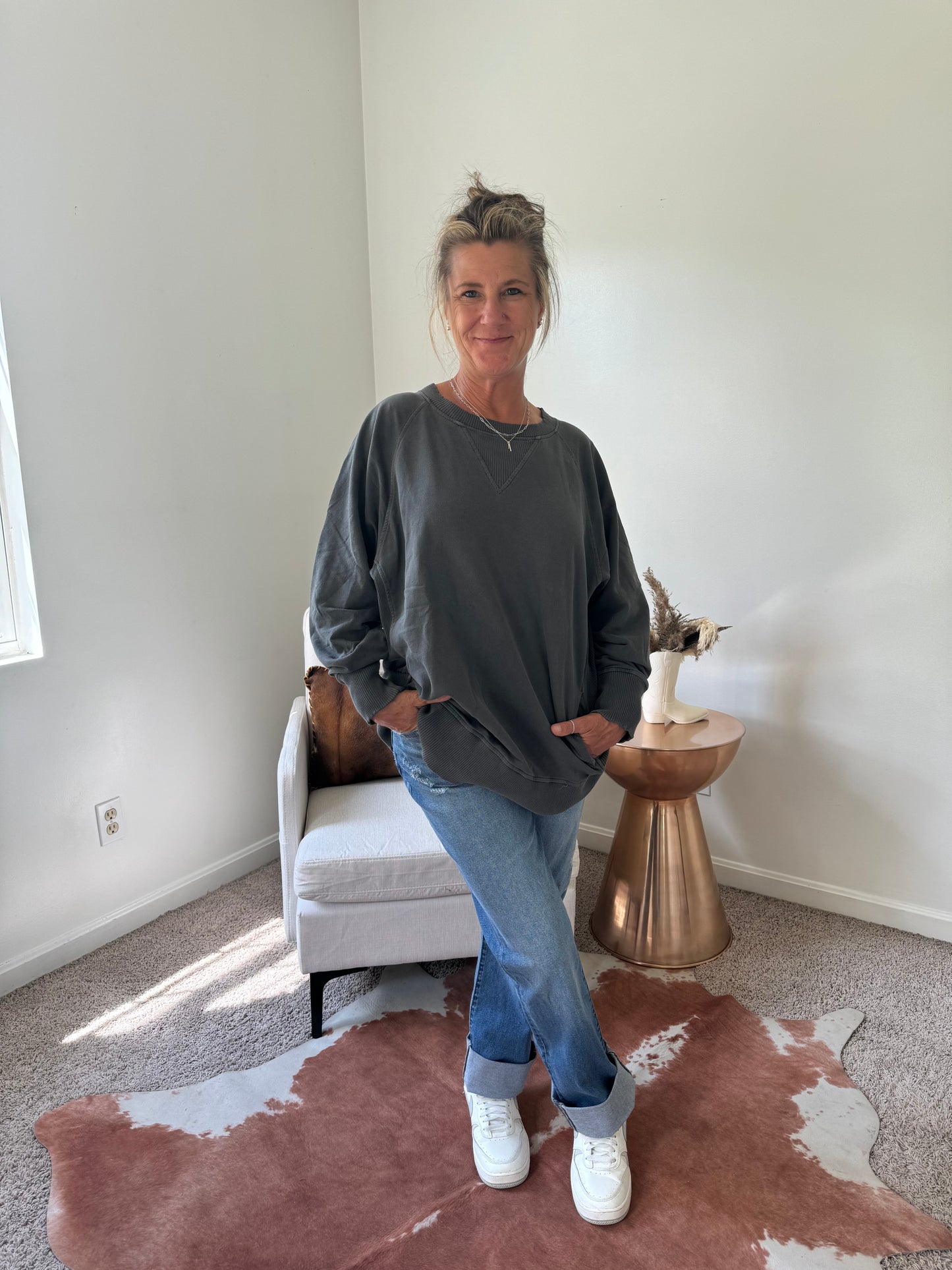 Stone Wash Pocketed Pullover