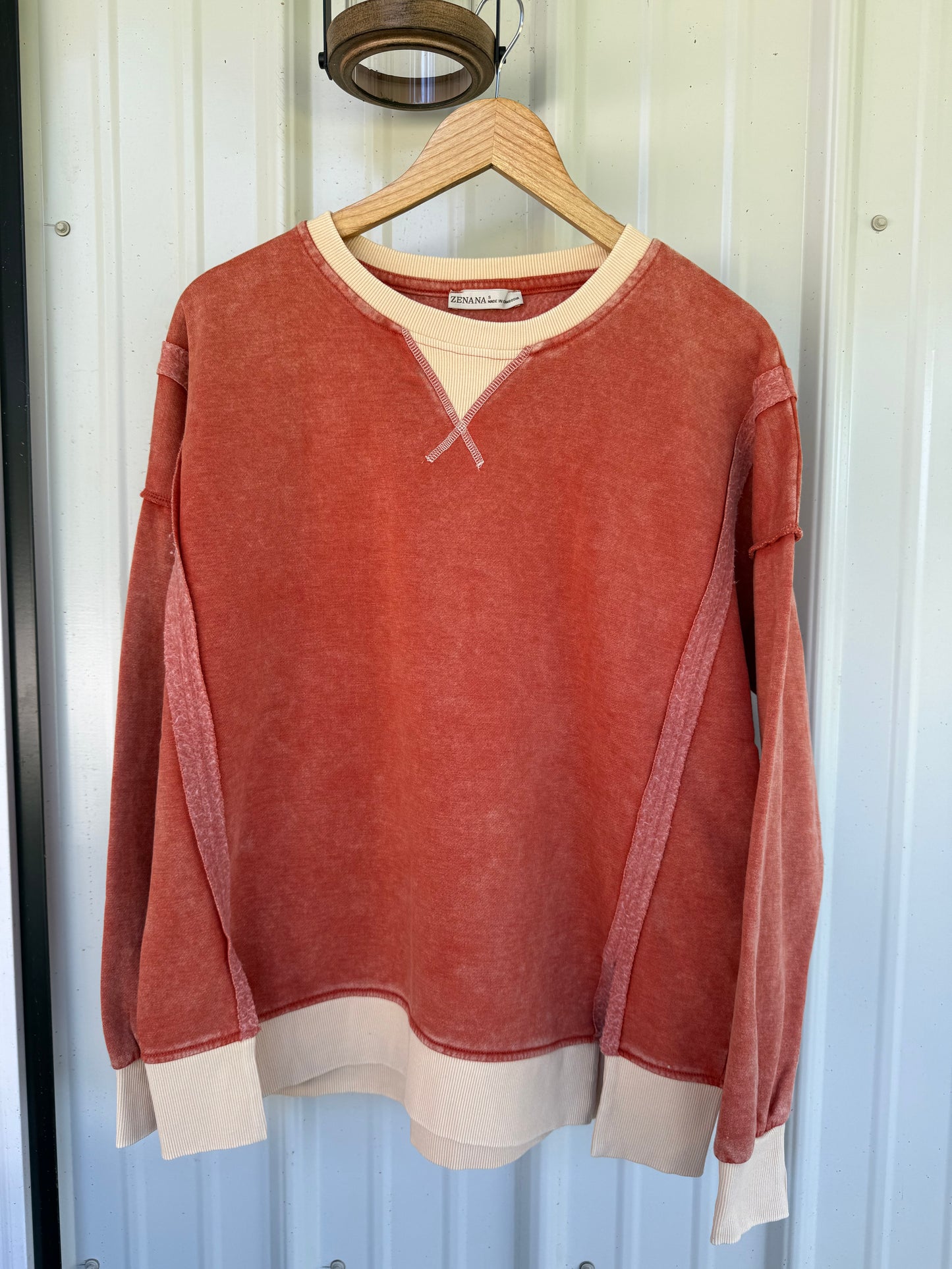 Contrast Acid Wash Pullover