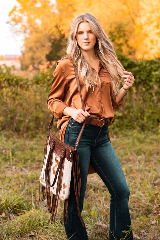 Cowhide Tooled Purse