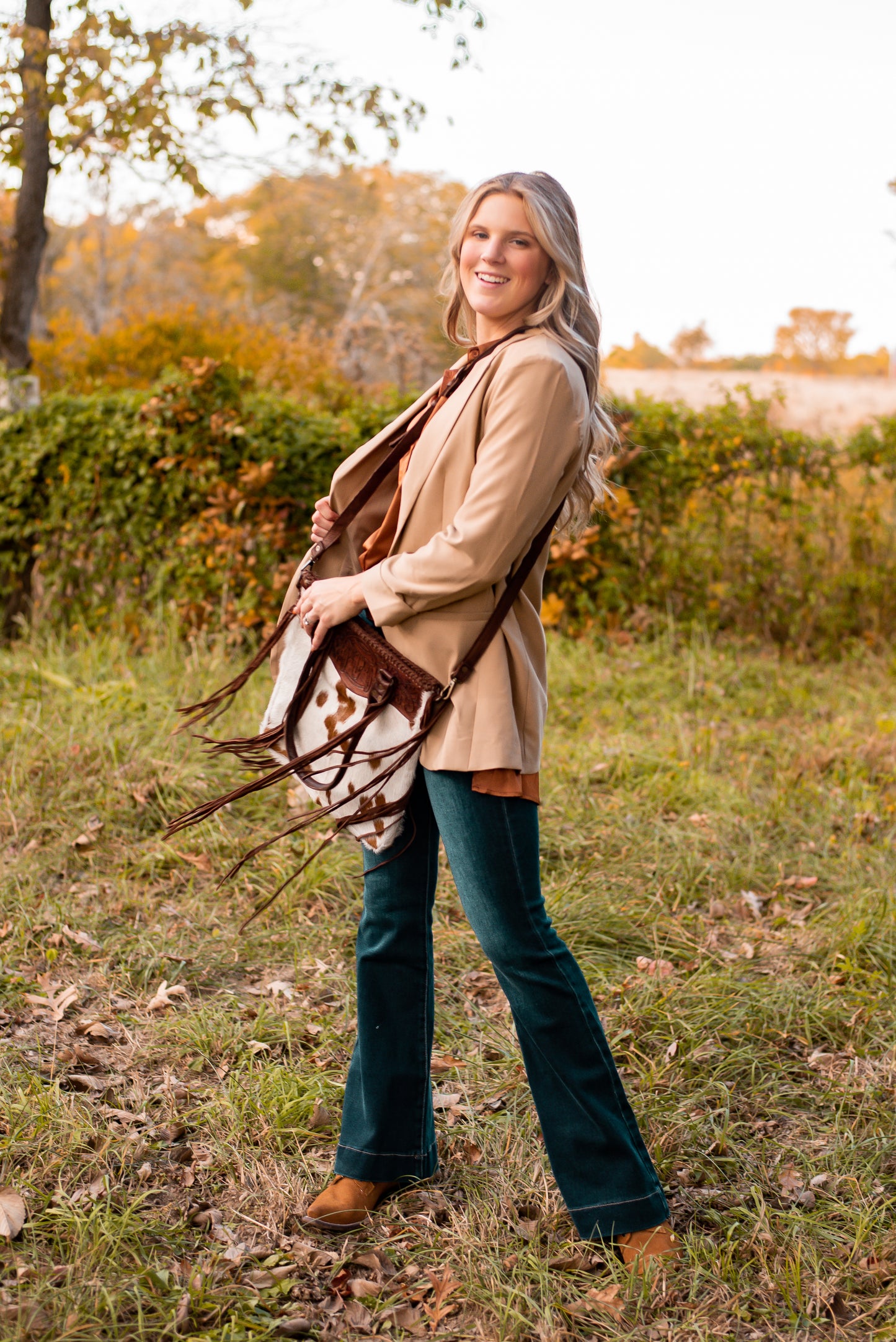 Cowhide Tooled Purse