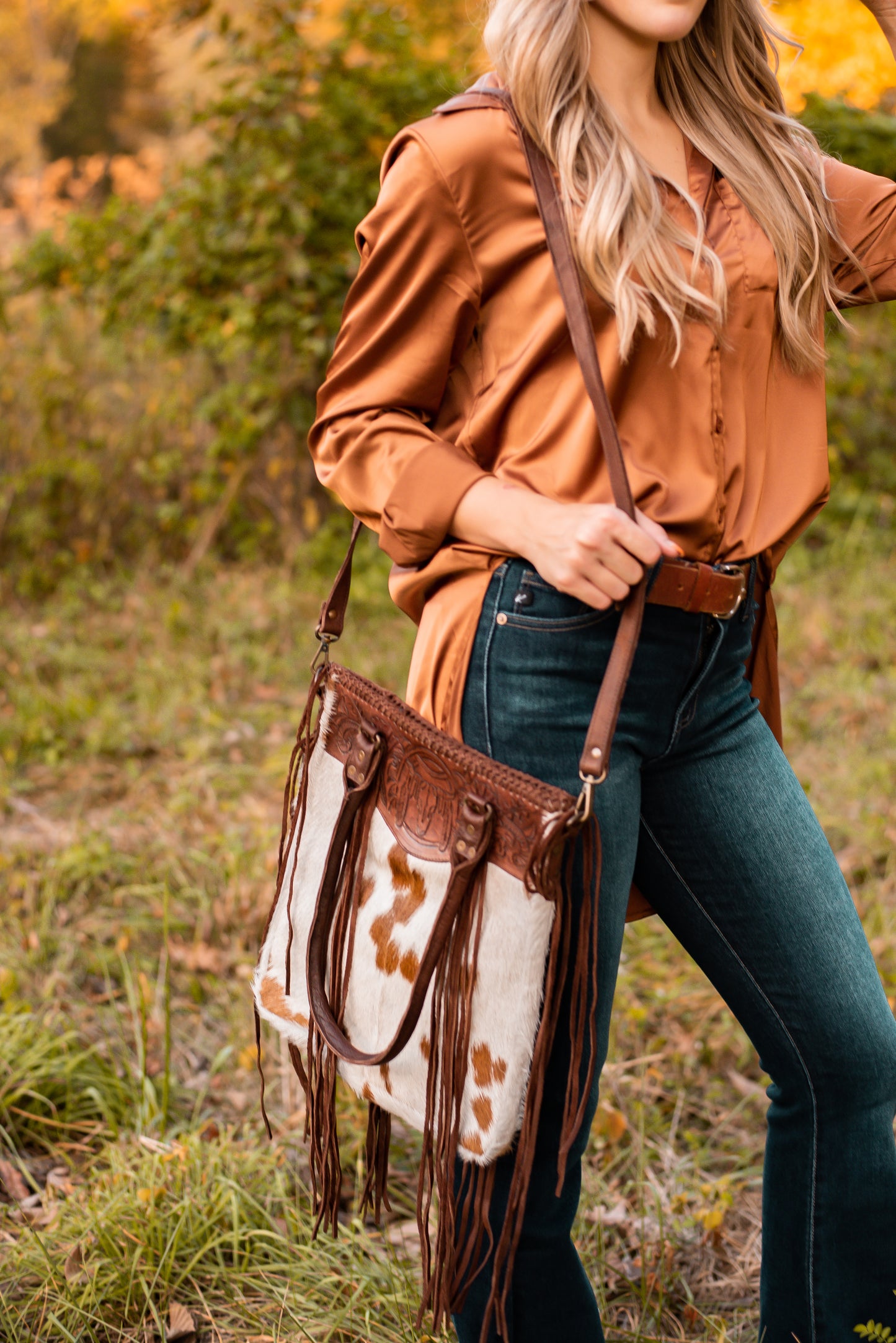 Cowhide Tooled Purse