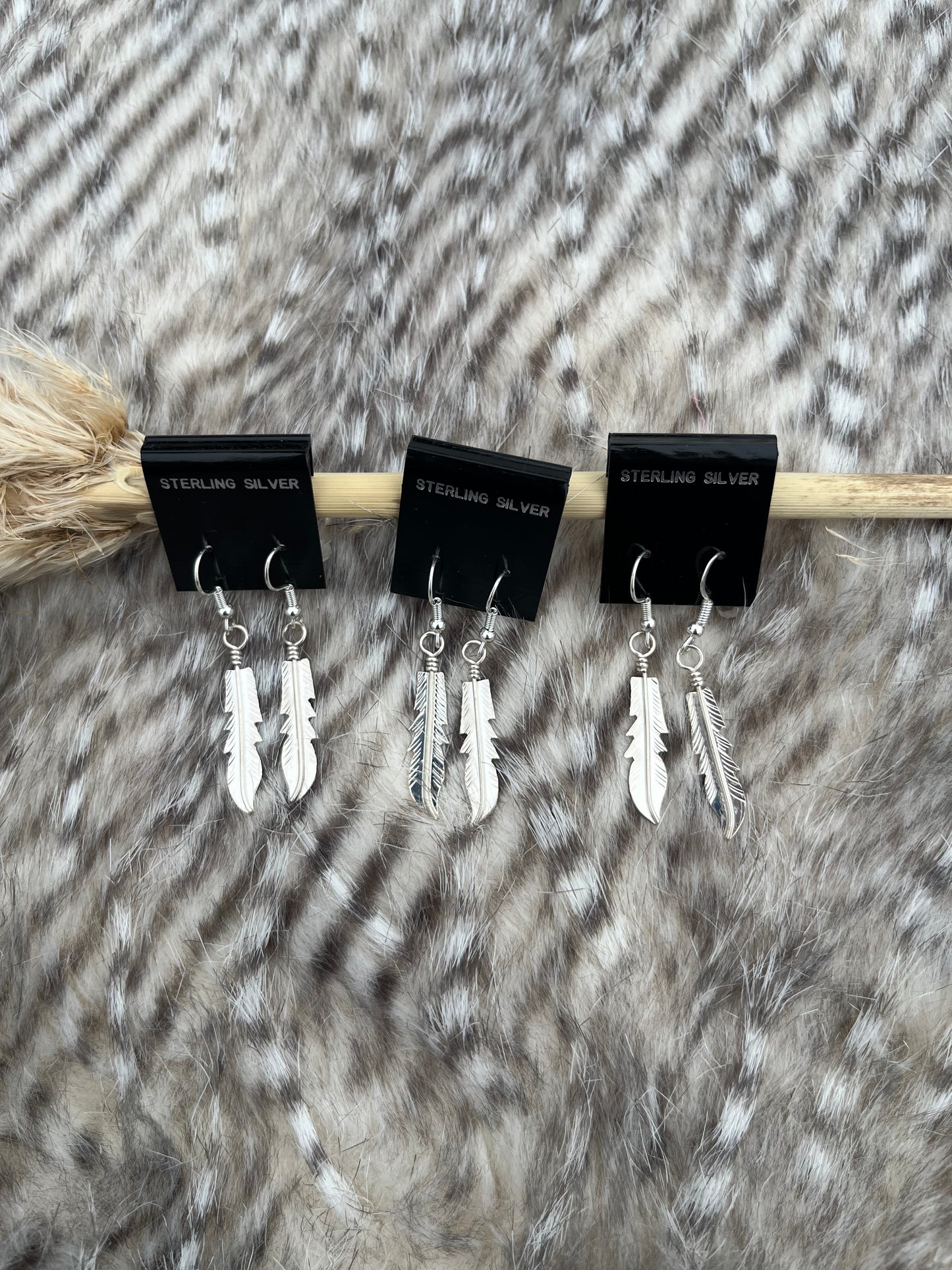 Sterling Silver Feather Earrings