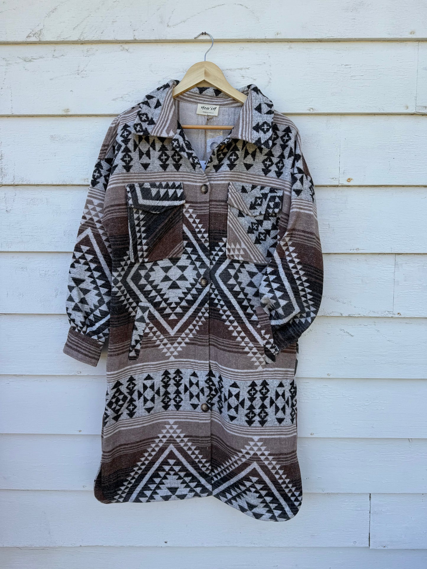 Aztec Flannel Long Jacket