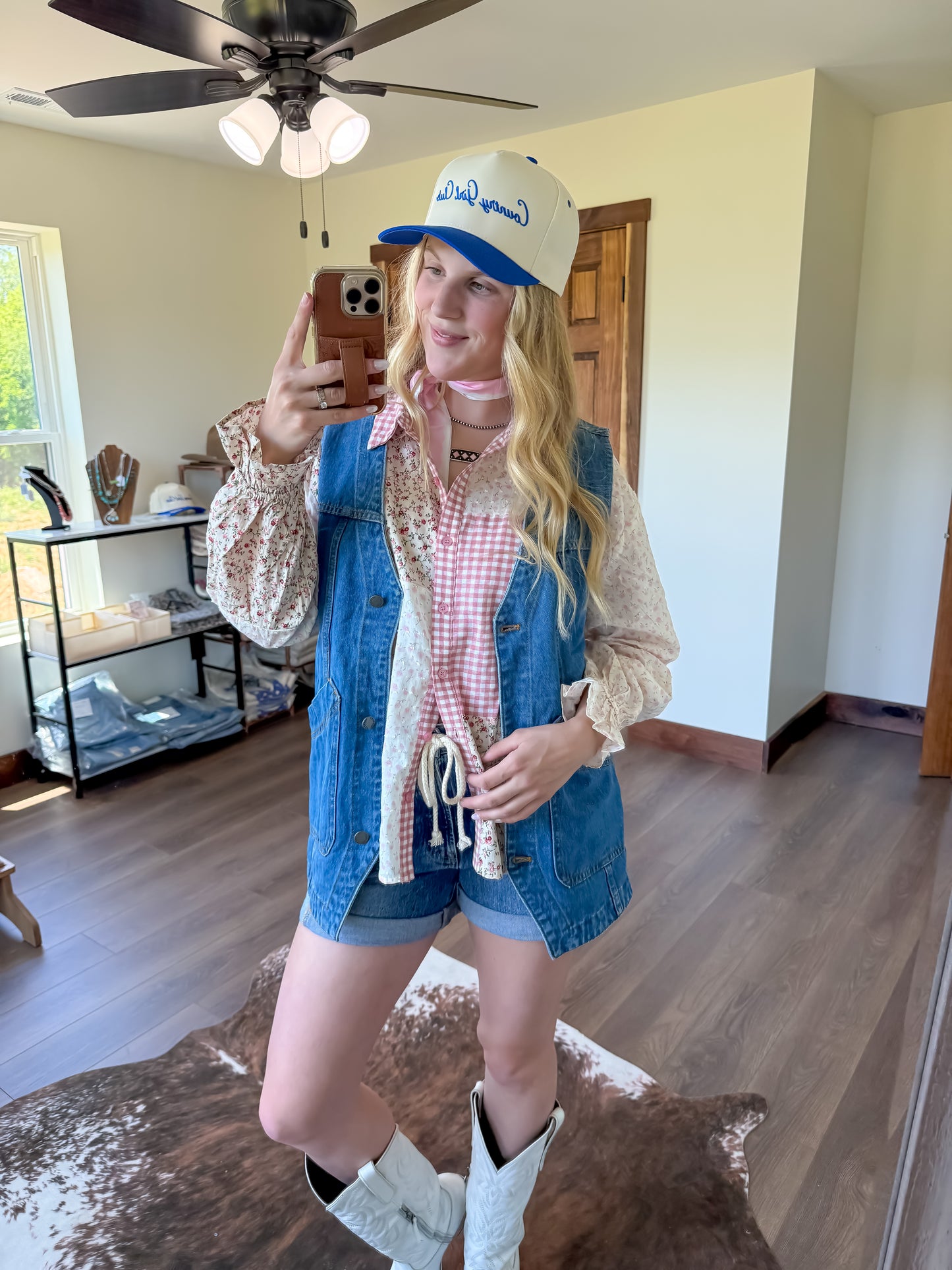 Long Hemmed Denim Vest