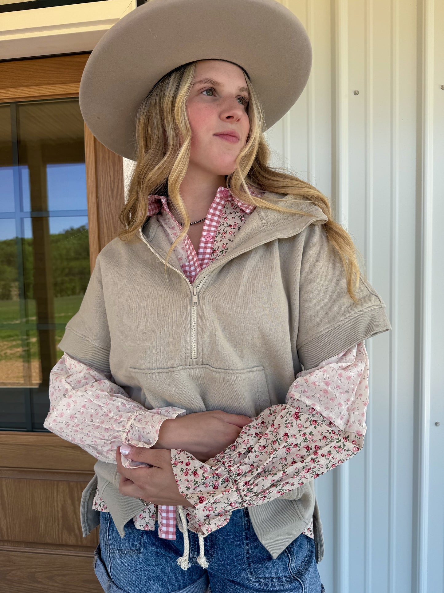 Floral Colorblock Button Down