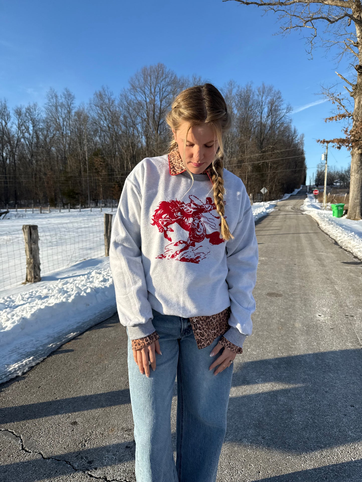 Red Bronc Crew Sweatshirt