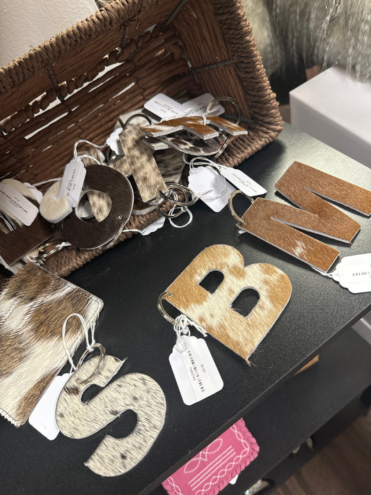 Cowhide Letter Keychain