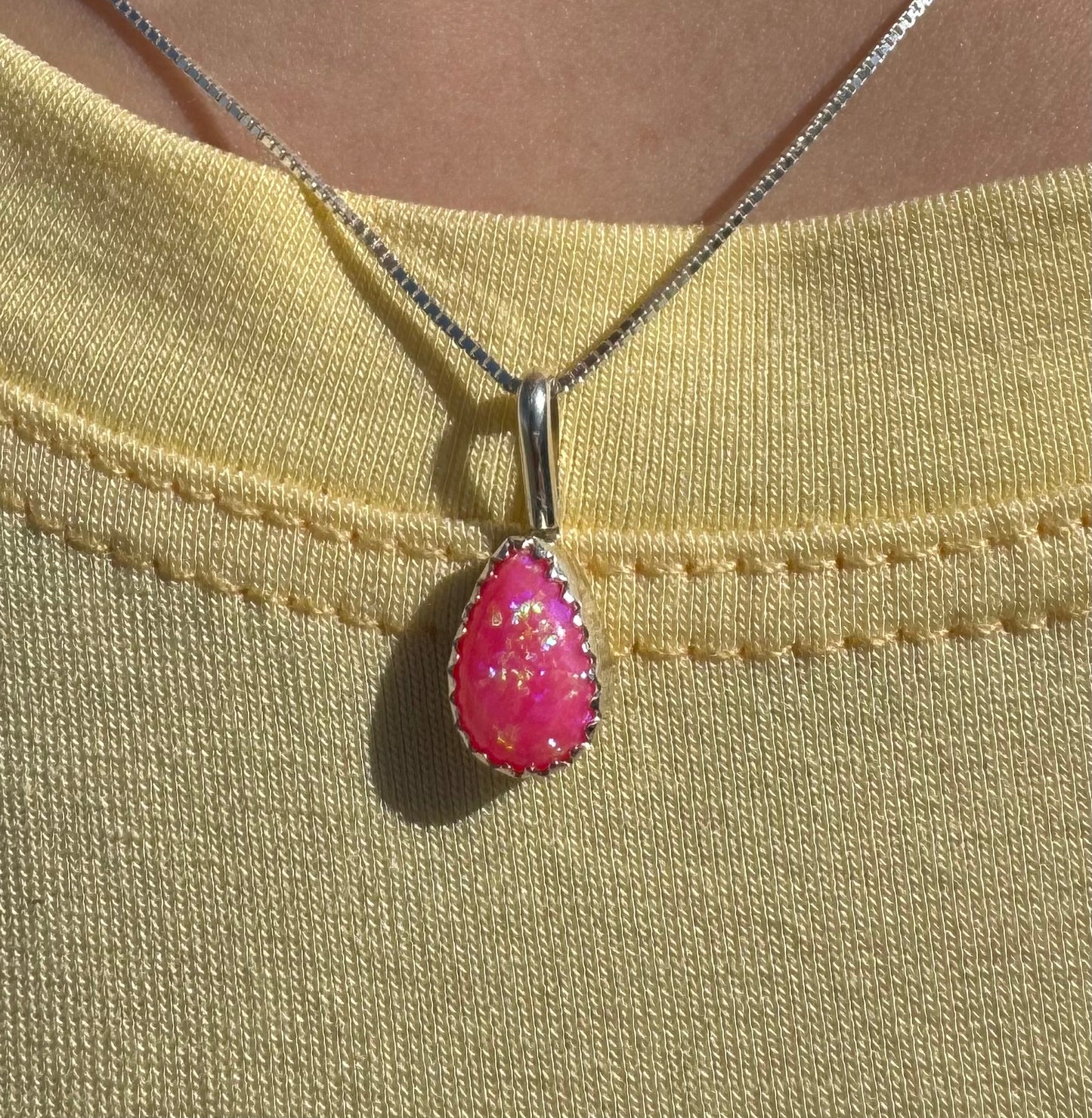 Bright Pink Opal Necklace