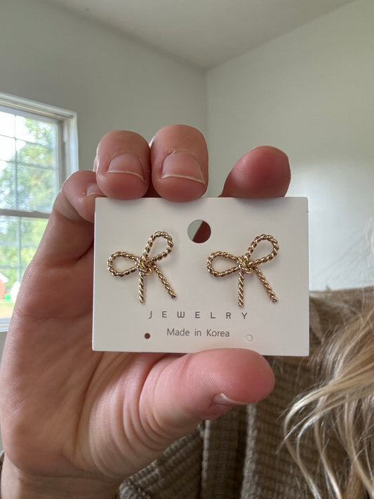 Gold Bow Studs