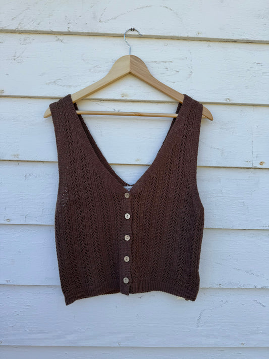 Brown Buttoned Sweater Vest