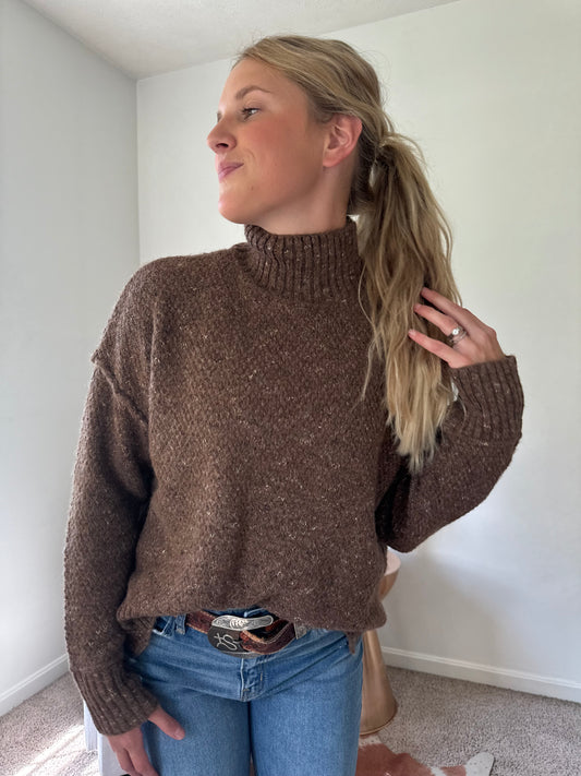 Espresso Knit Turtleneck Sweater