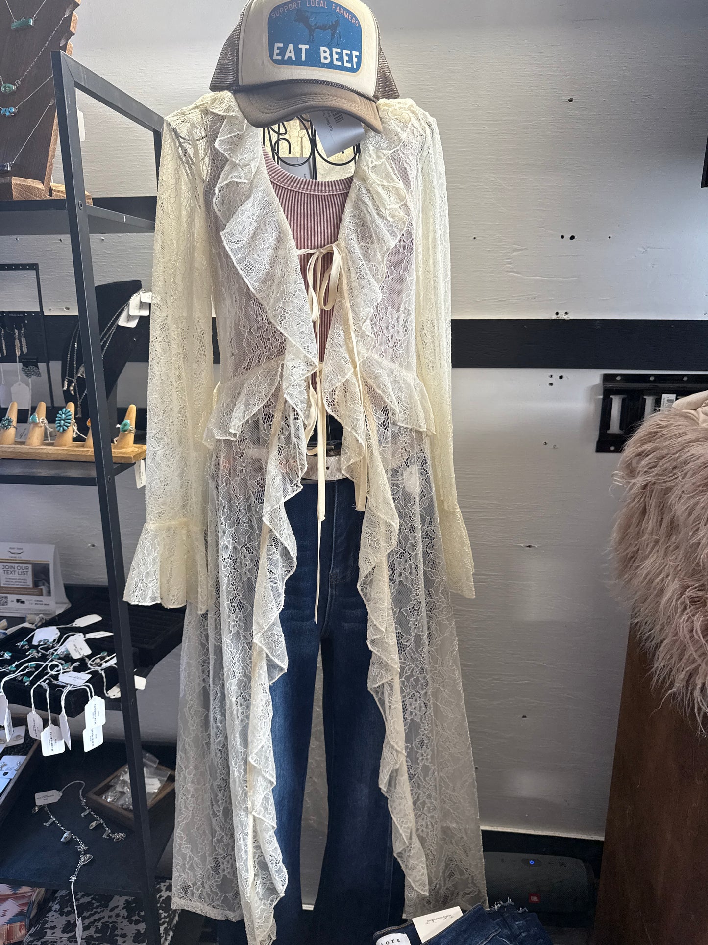 Long Sleeve Lace Duster