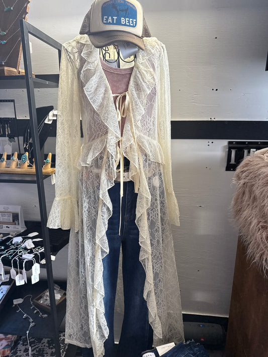 Long Sleeve Lace Duster