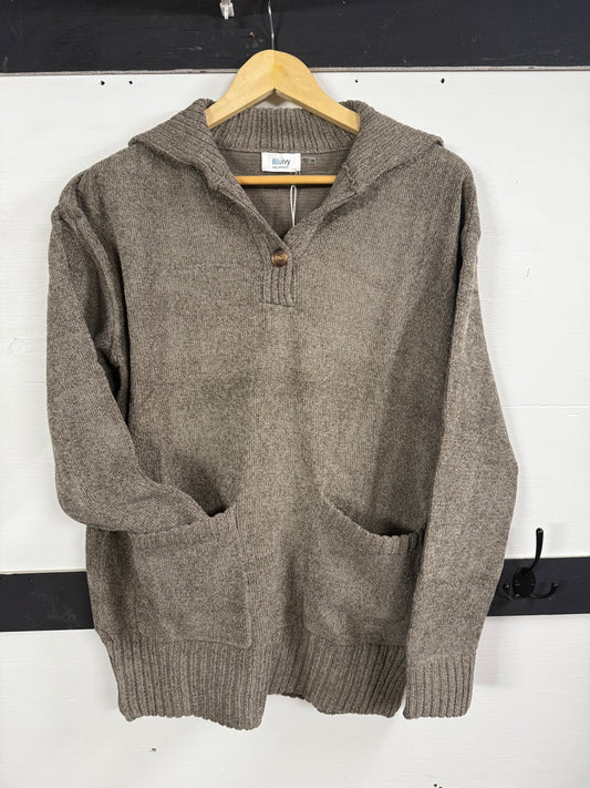 Mocha Flap Collar Sweater