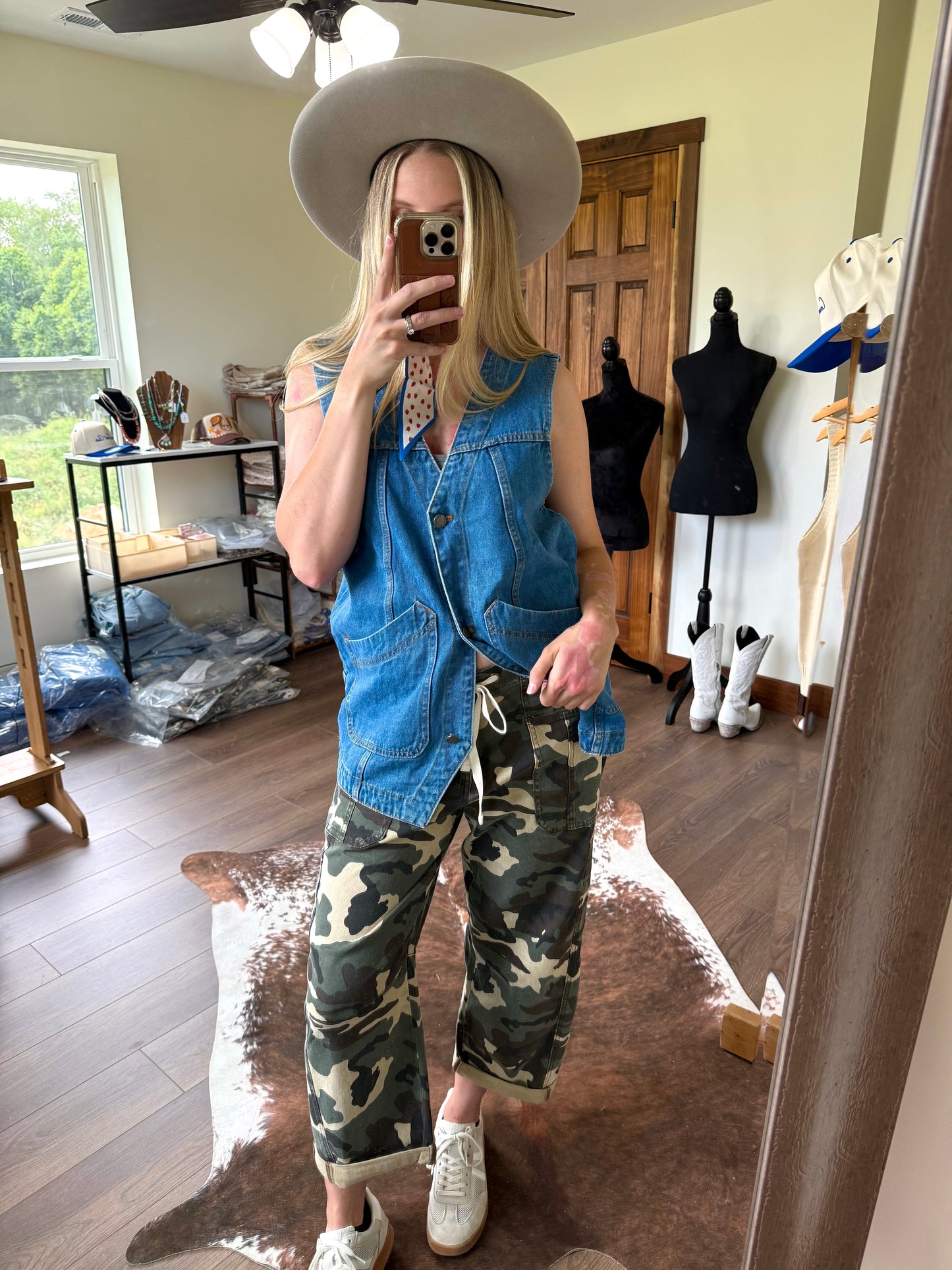 Long Hemmed Denim Vest