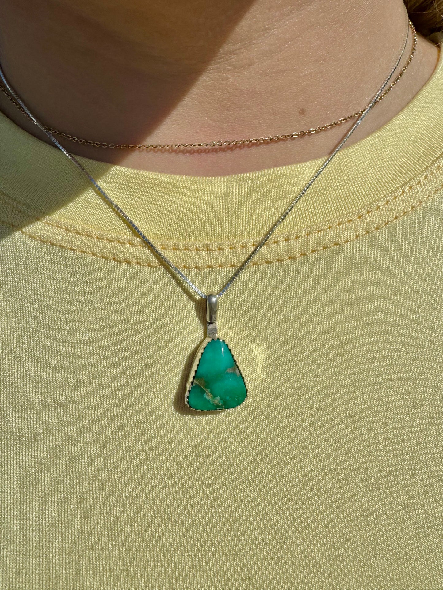 Green Turquoise Small Pendant Necklace