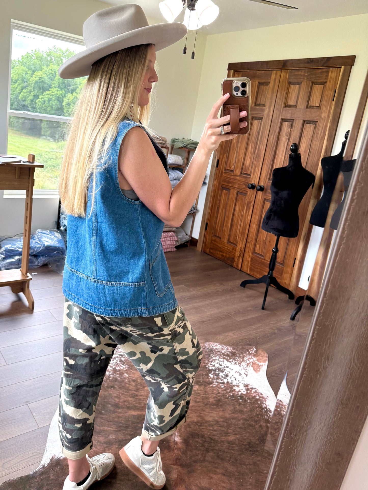 Long Hemmed Denim Vest