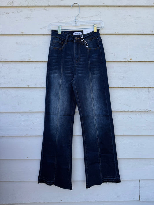 Dark Wash Pleated Jeans