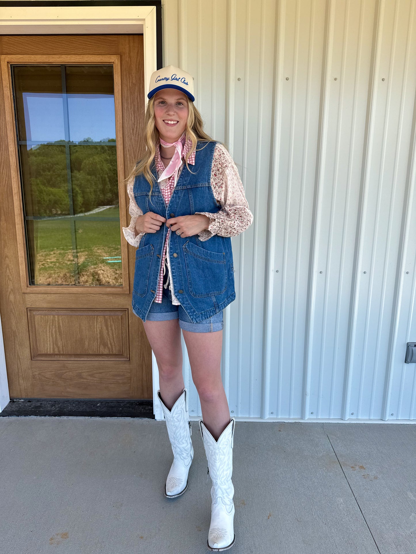 Long Hemmed Denim Vest