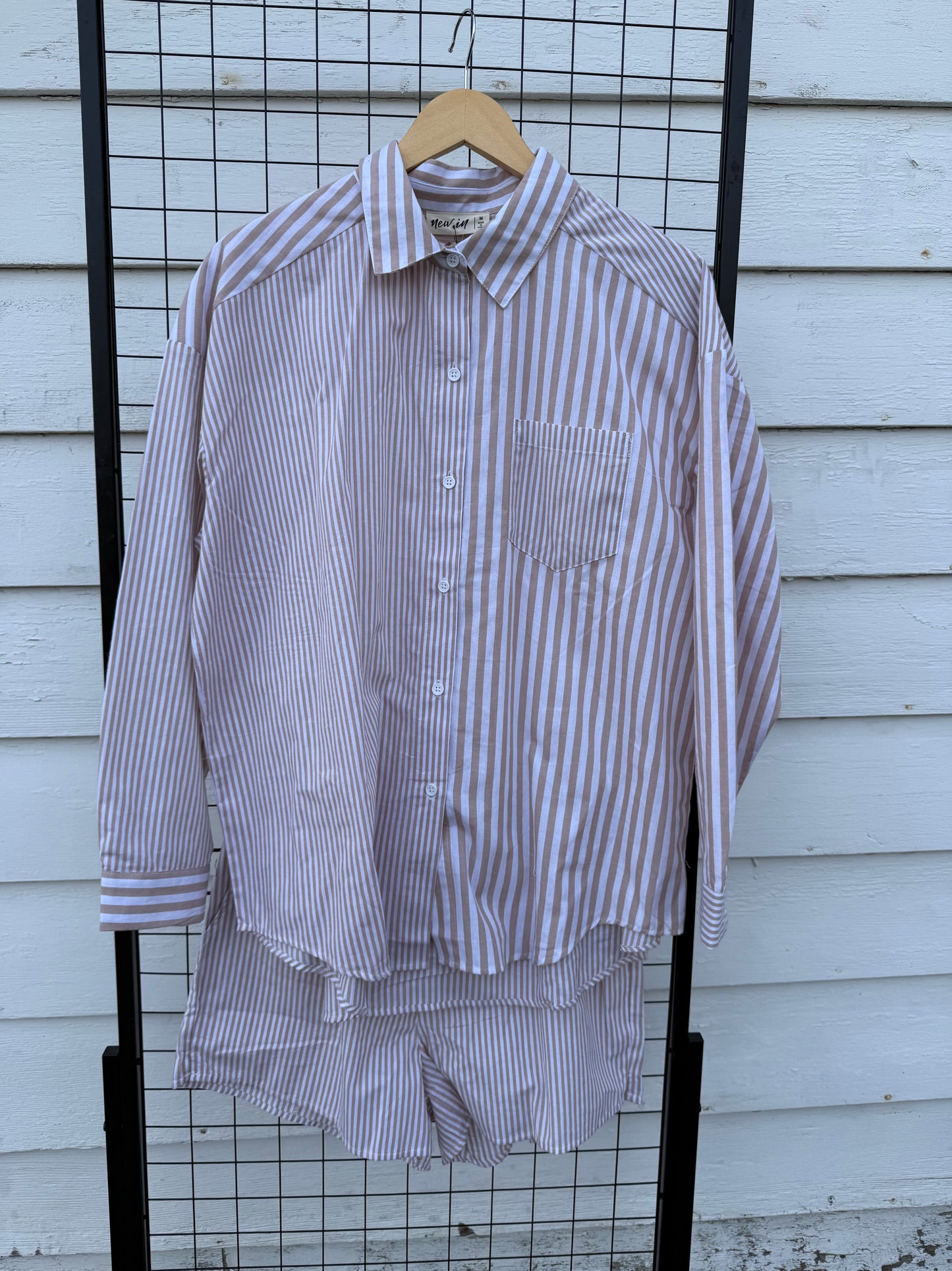 Tan Striped Button Down