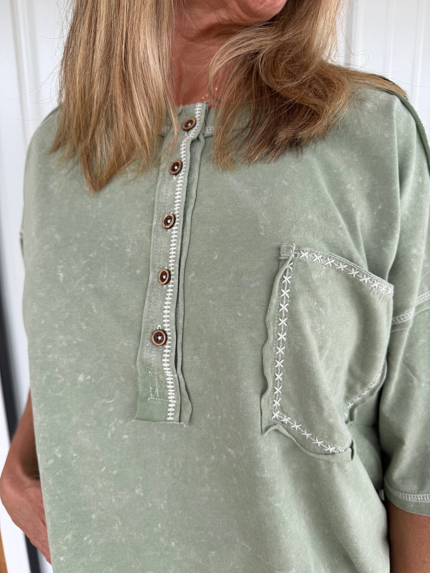 Green Stitched Tee