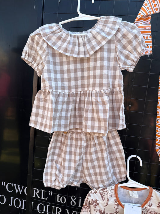 Brown Gingham Set