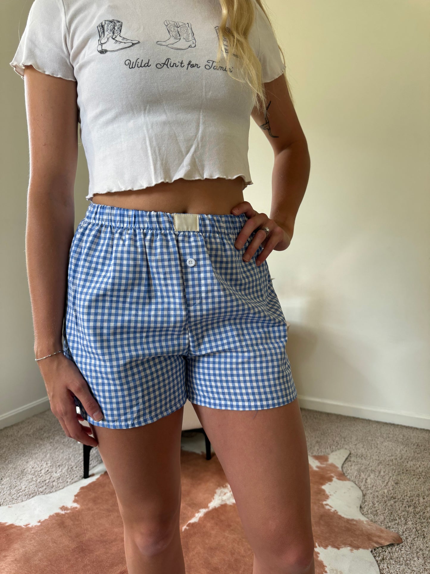 Blue Gingham Boxer Shorts