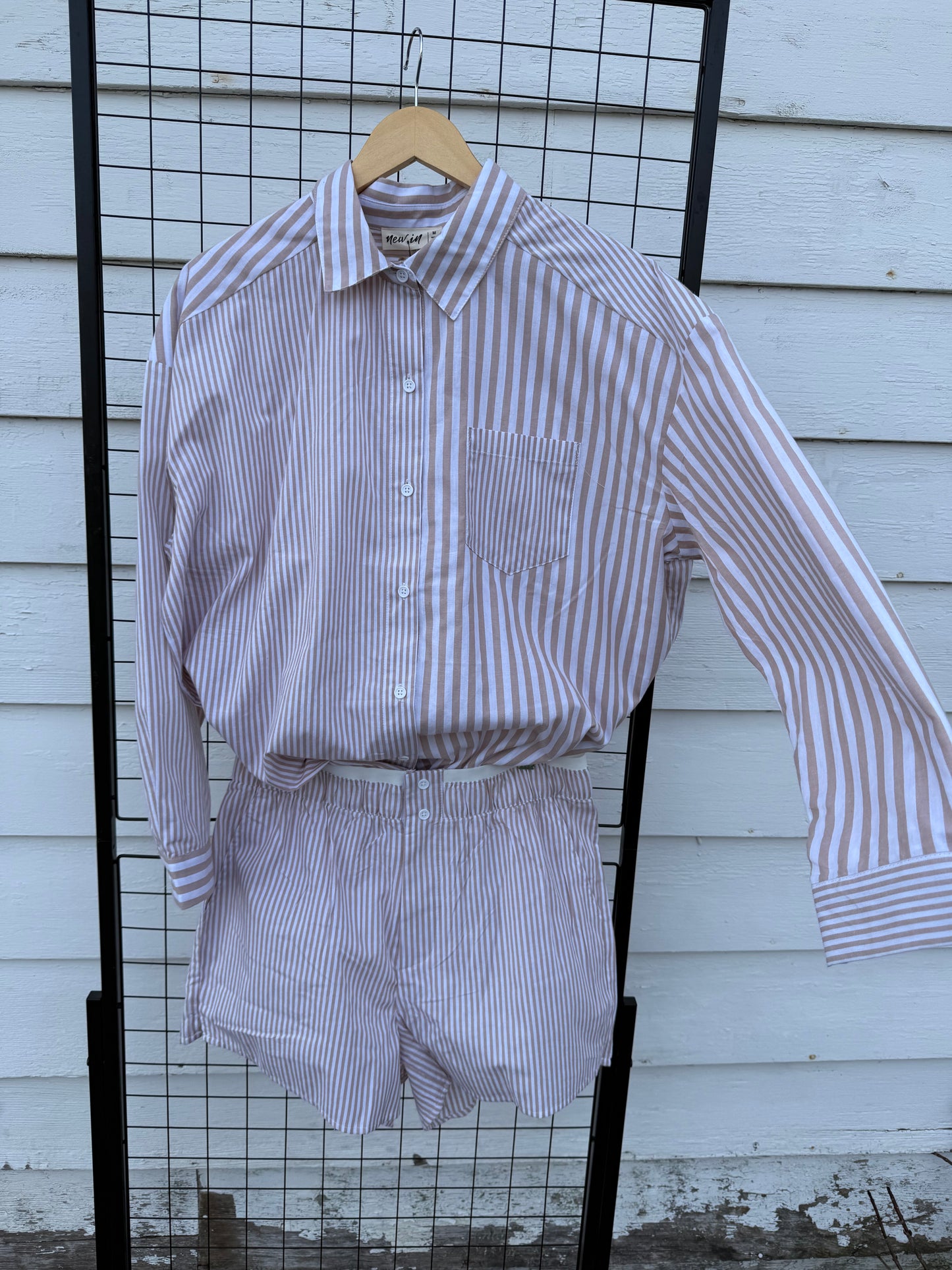 Tan Striped Button Down