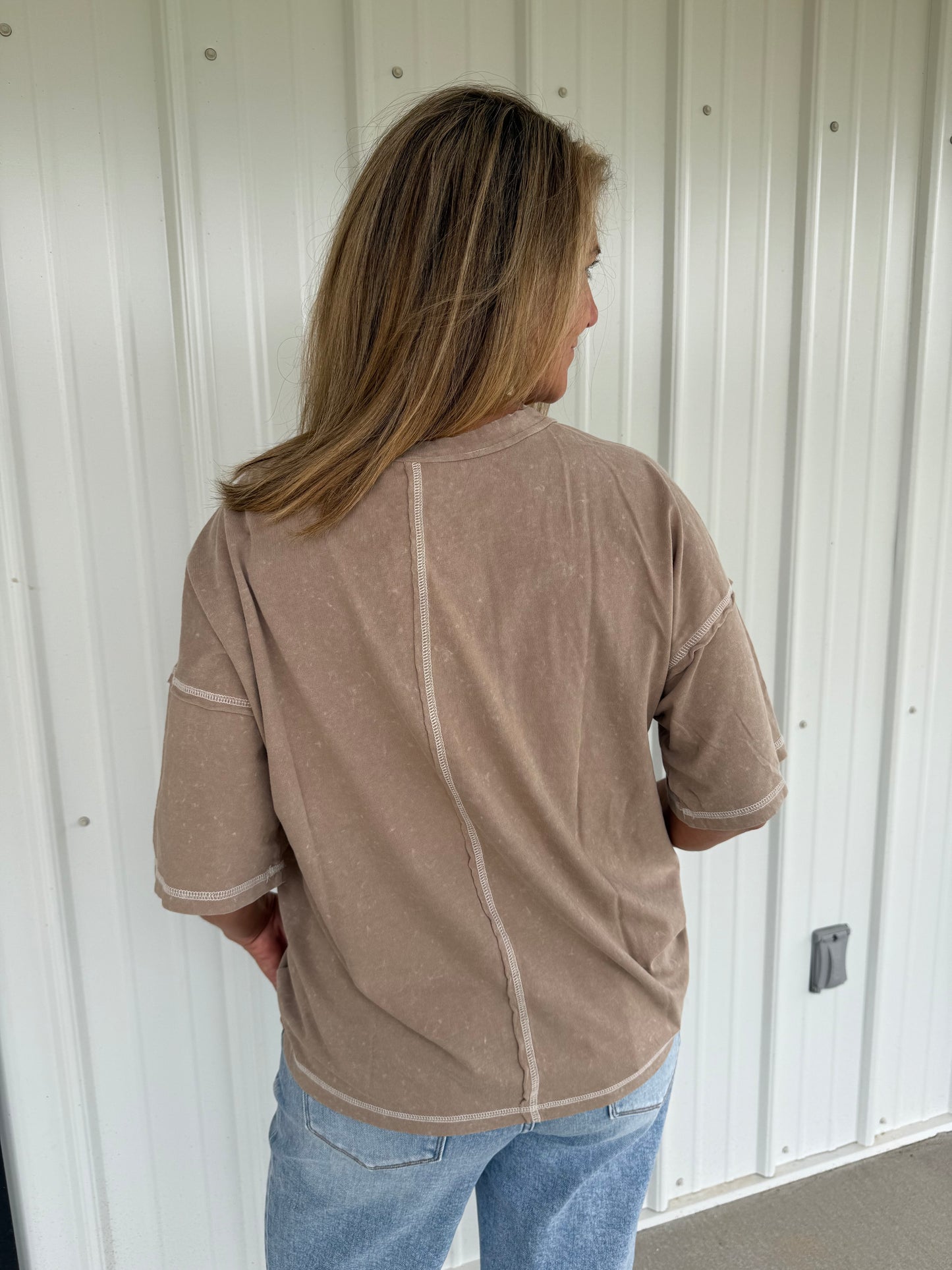 Tan Stitched Tee