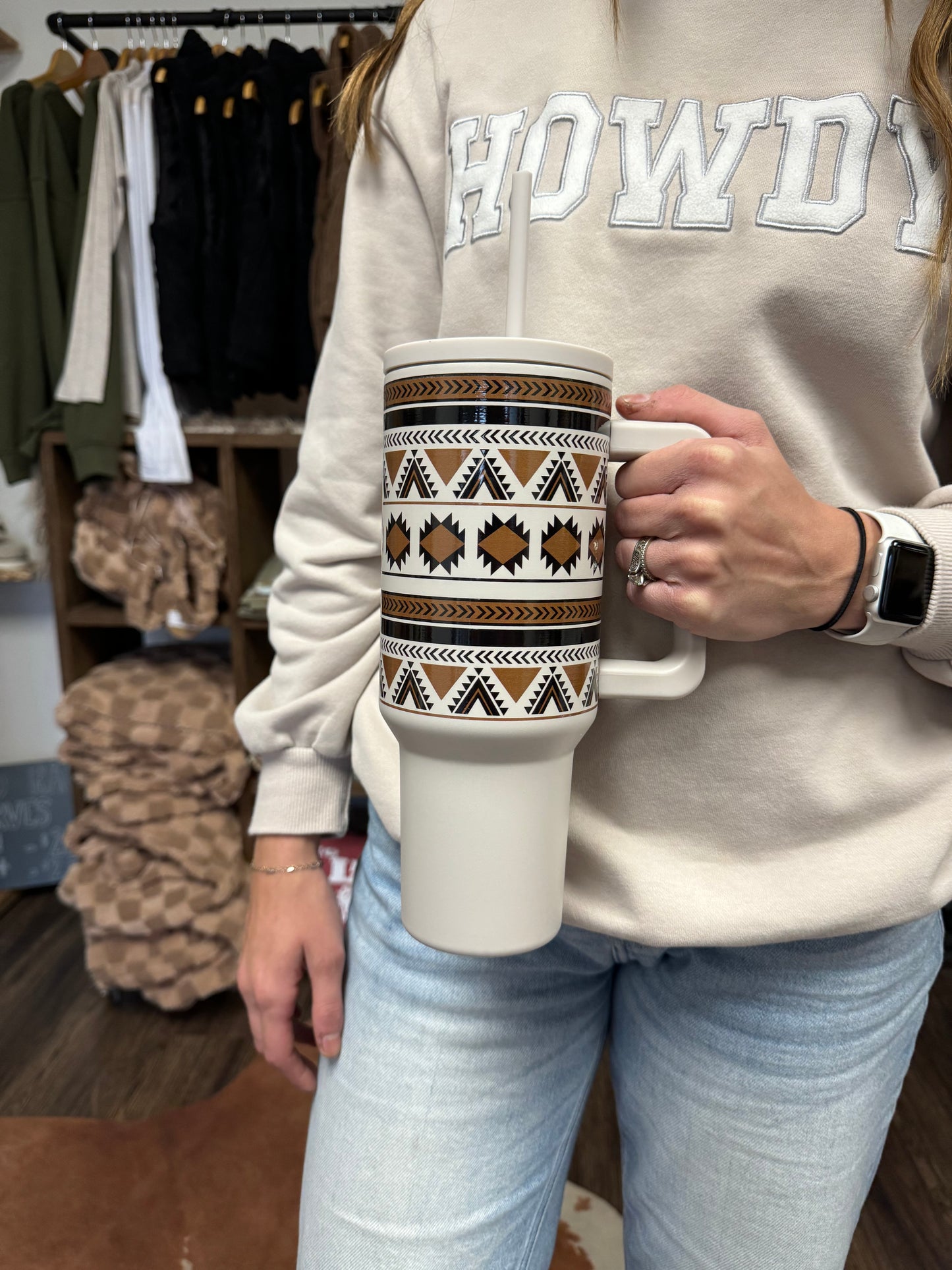 Brown Aztec Tumbler Cup