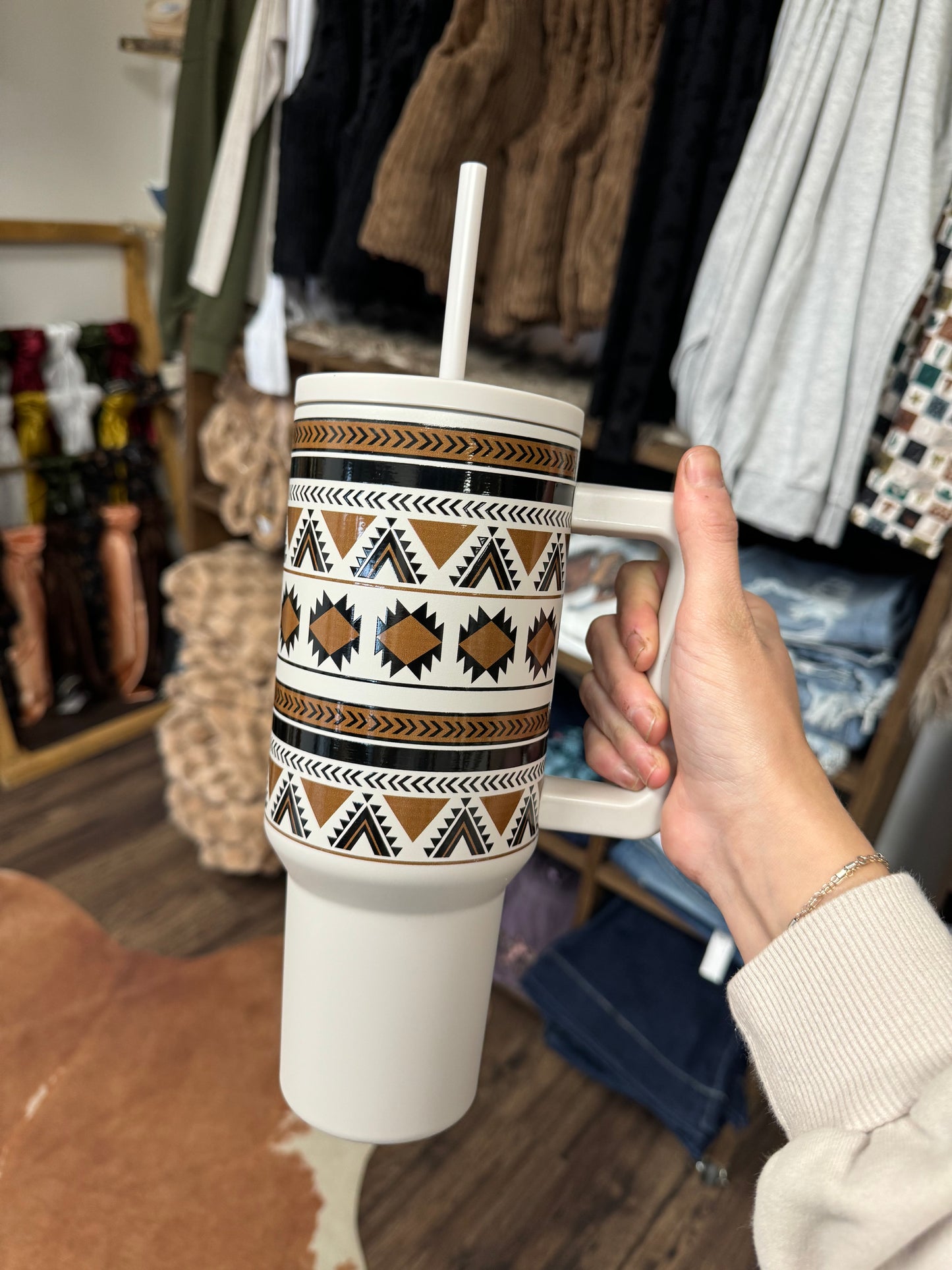 Brown Aztec Tumbler Cup