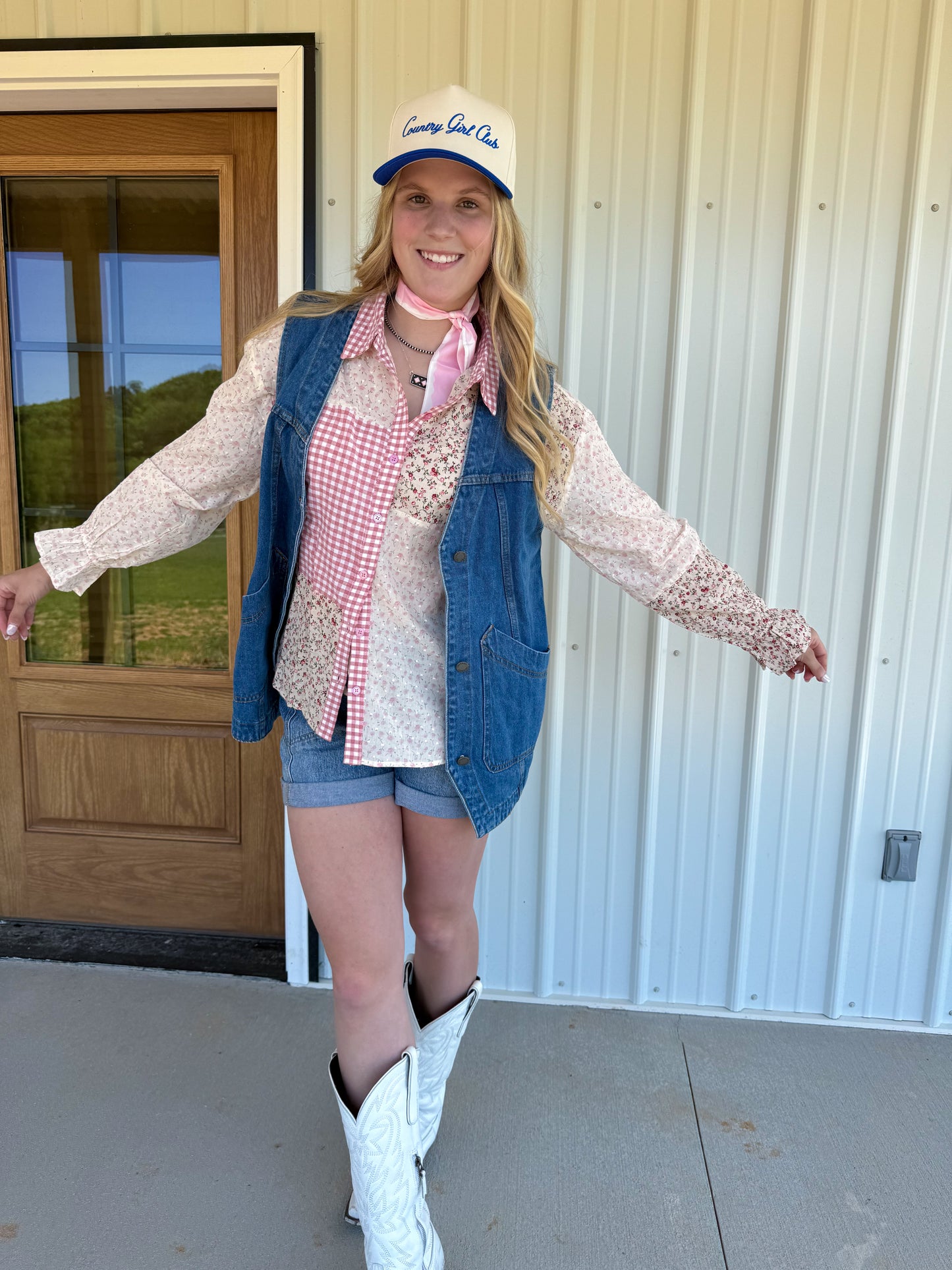 Floral Colorblock Button Down