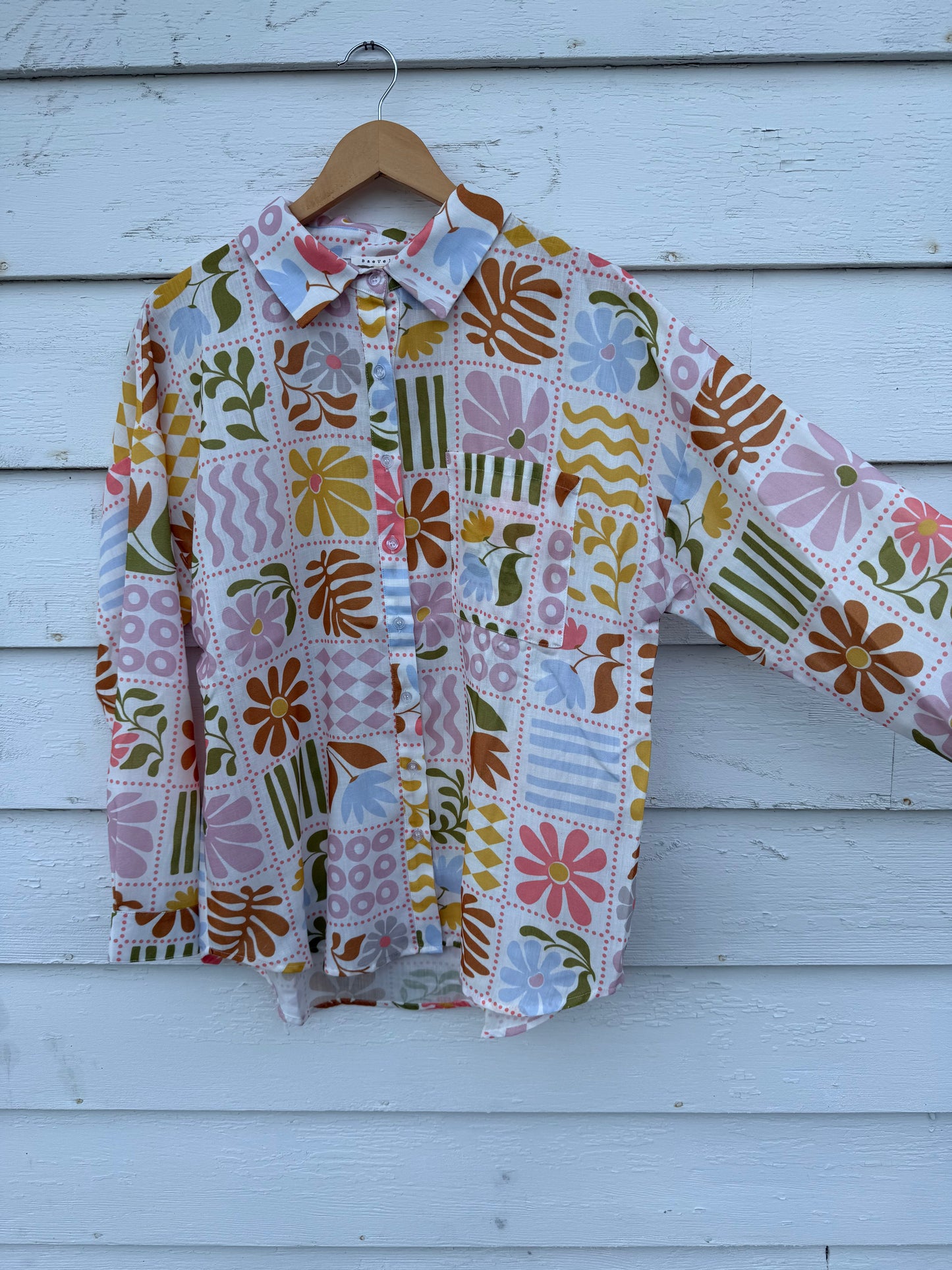 Retro Print Button Up