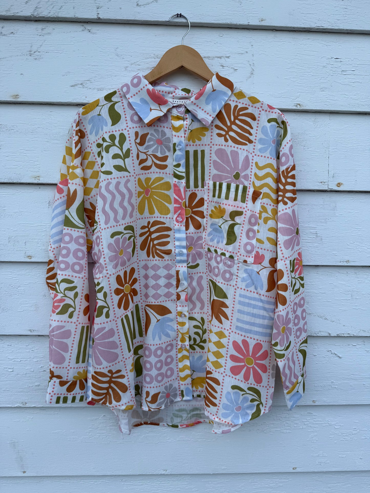 Retro Print Button Up