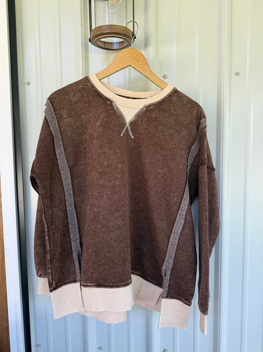 Contrast Acid Wash Pullover