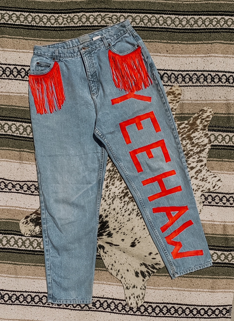 Yeehaw Jeans w/ Red Fringe