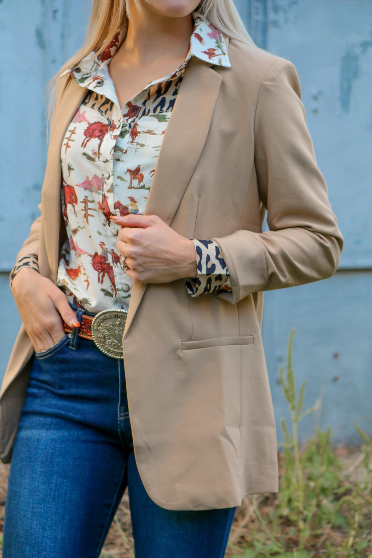 Tan Long Hem Blazer